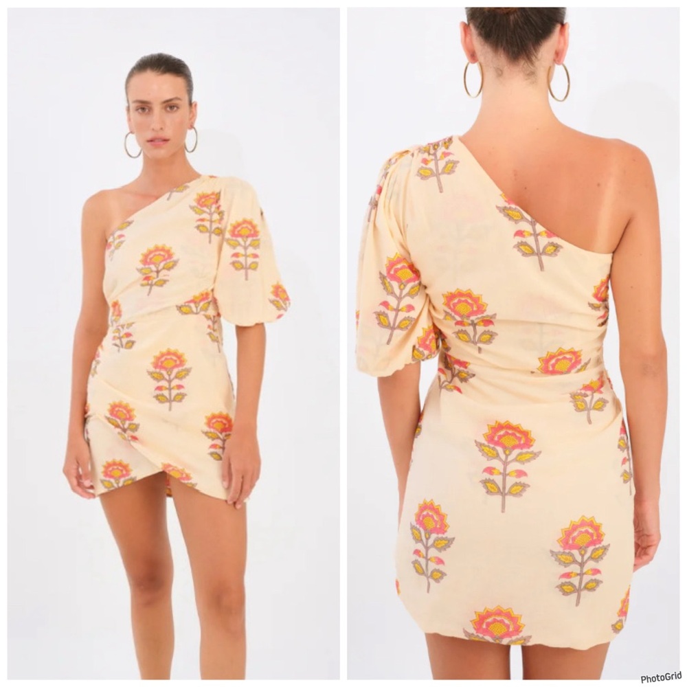 Desert Queen One Shoulder Floral Print Aya Dress Boho Festival NWT Size 32  XS